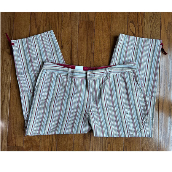 NWT Izod Hot Tropic Cropped Cargo Pants, Striped, Cranberry, size 16 - Picture 5 of 14